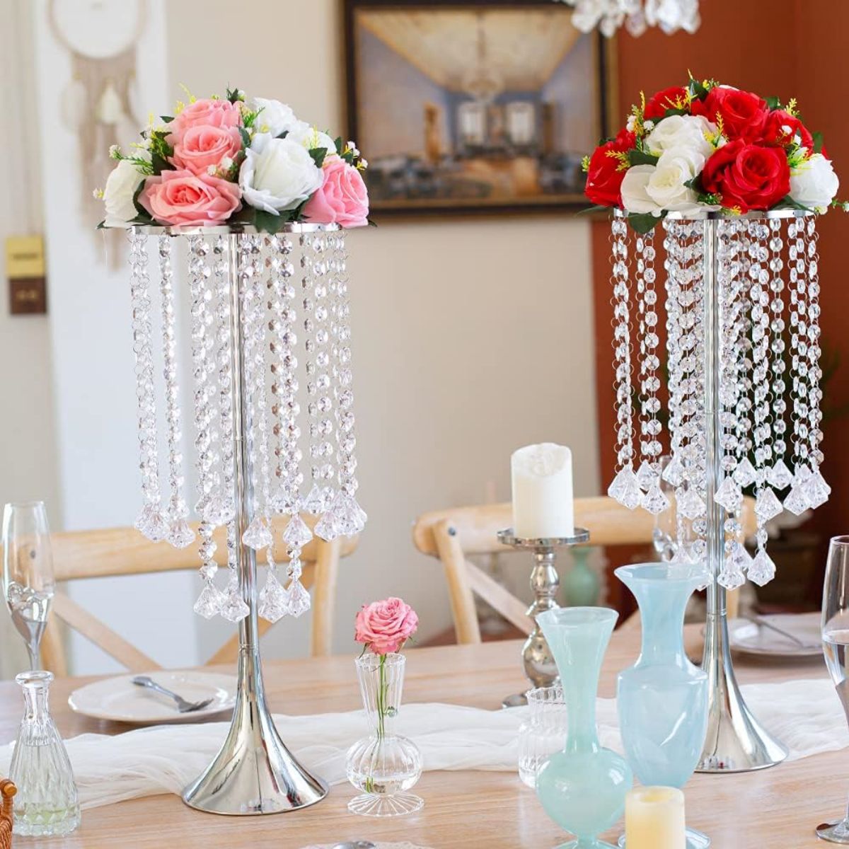 Candle Supplies Luxury - 2/10pcs Luxury Crystal Flower Stand 21.9
