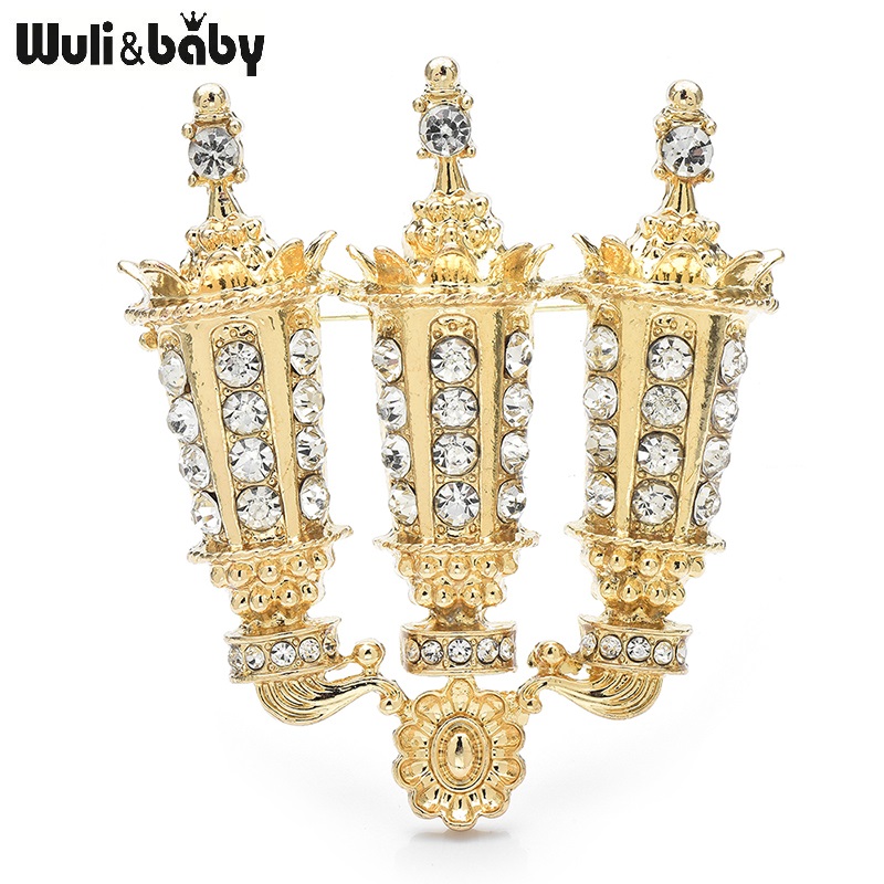 Candle Supplies Luxury - Wuli&baby Luxury Rhinestone Candle Holder Brooches