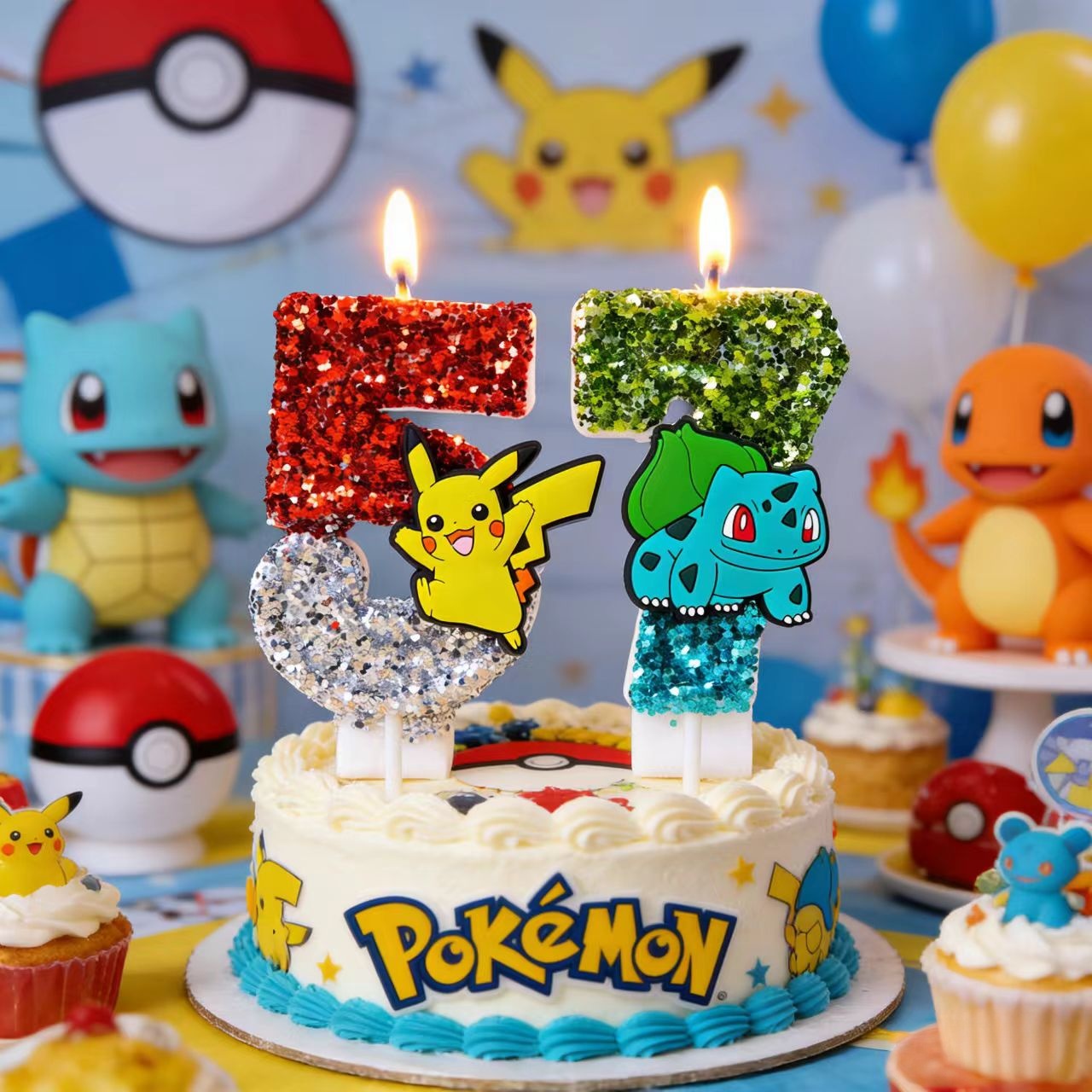 Candle Surprise - Cute Pokemon Candle Number 0-9 Soccer