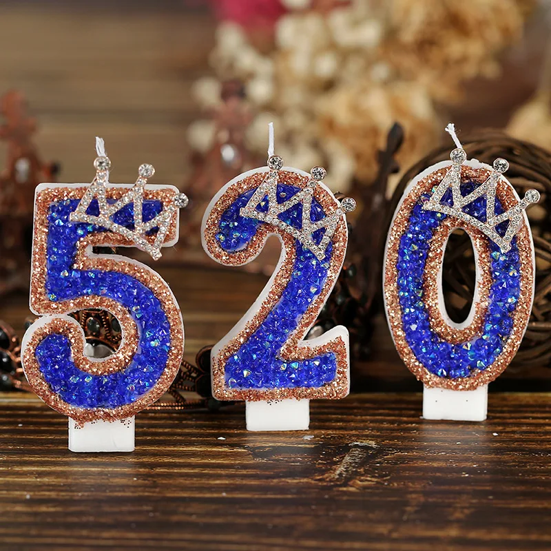 Blue Crown Sparkle Number Birt - Candle Supplies Luxury 评论和价格